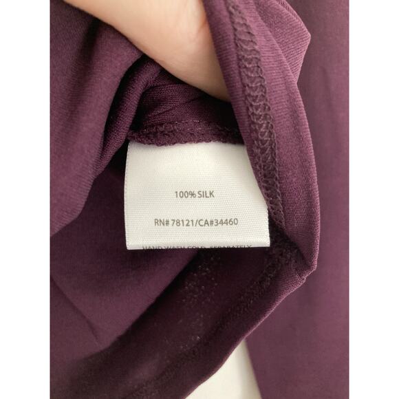Eileen Fisher Stretch Silk Jersey Scrunch Neck Top Turtleneck Port Maroon Medium - Picture 5 of 9